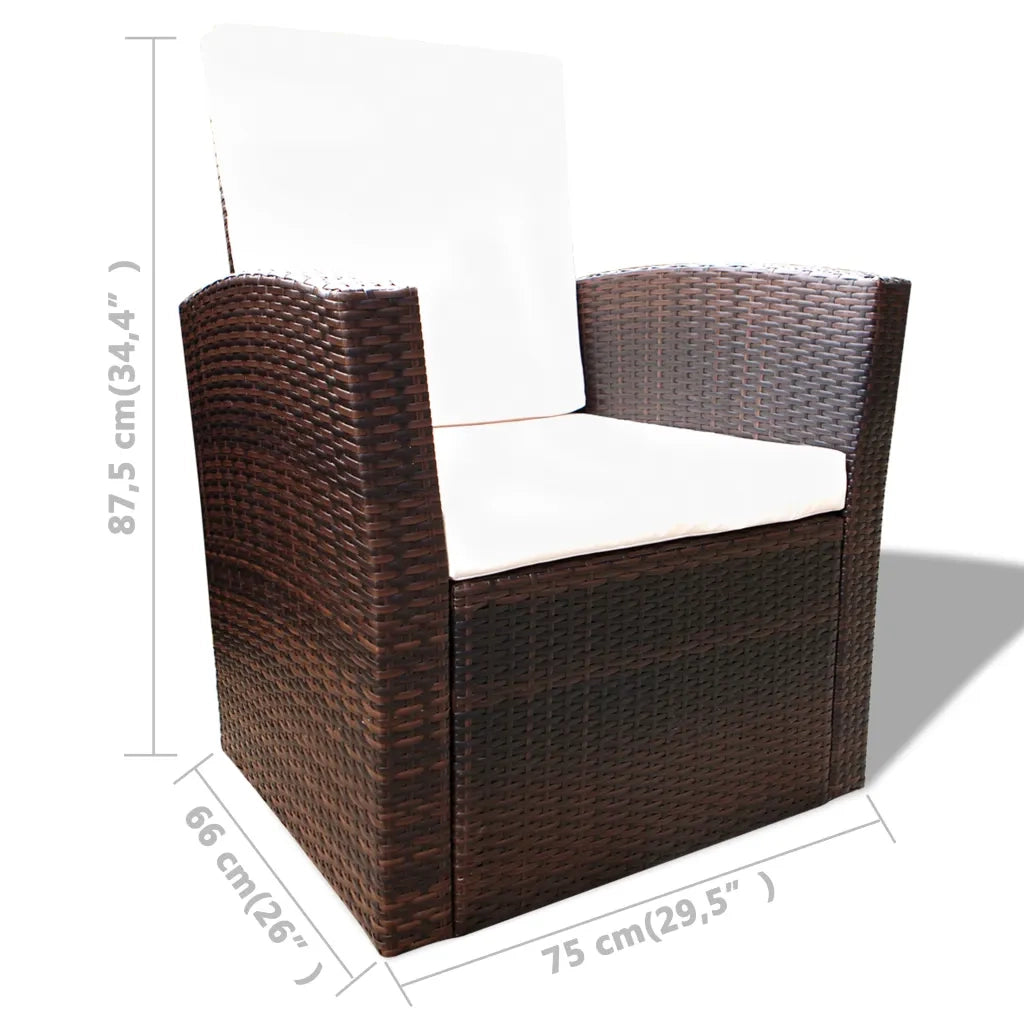 Set Divani da Giardino 4 pz con Cuscini in Polyrattan Marrone 42641