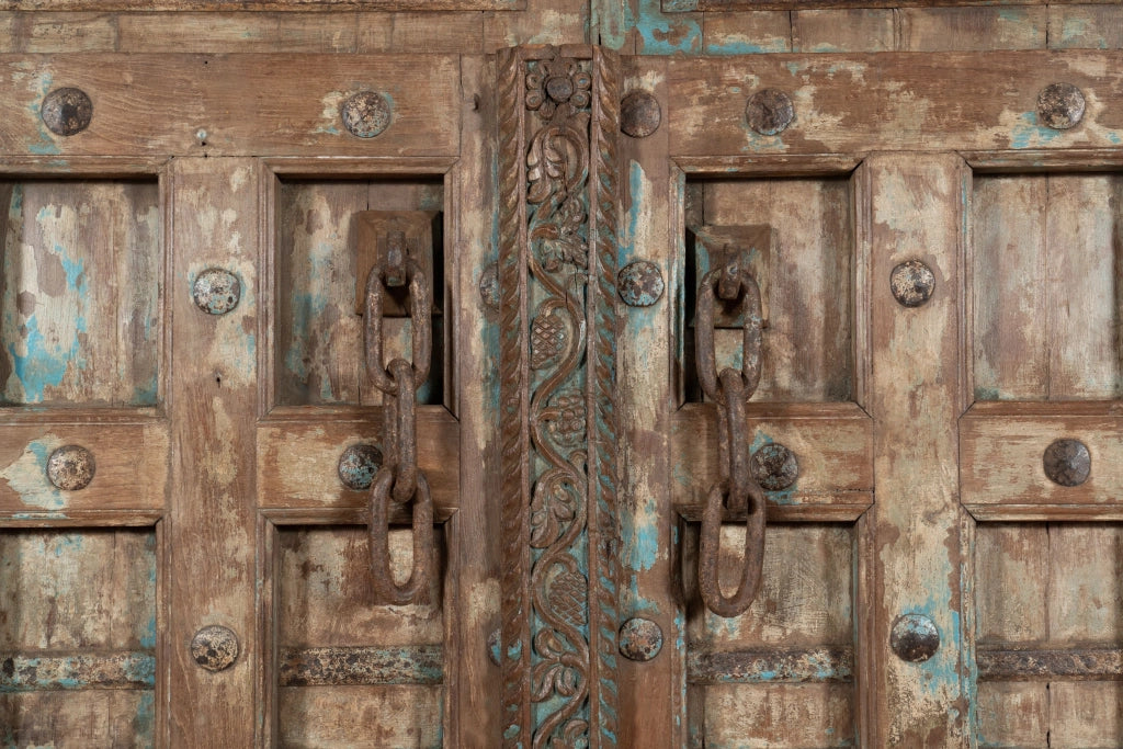 Biscottini Porta portone in legno massello e ferro da interno o da esterno vecchia e antica medievale