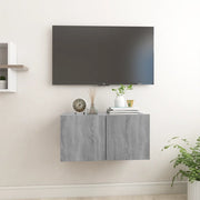 Mobile TV Pensile-Credenza per TV sospesa-Mobile TV Parete Grigio Sonoma 60x30x30cm in Legno Multistrato