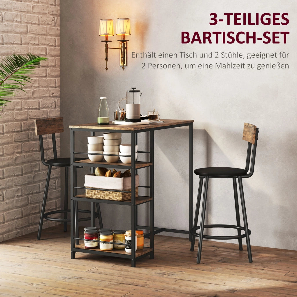 TAVOLO BAR Set da 3 pezzi 90x50x90,5 cm Rovere con 2 sgabelli