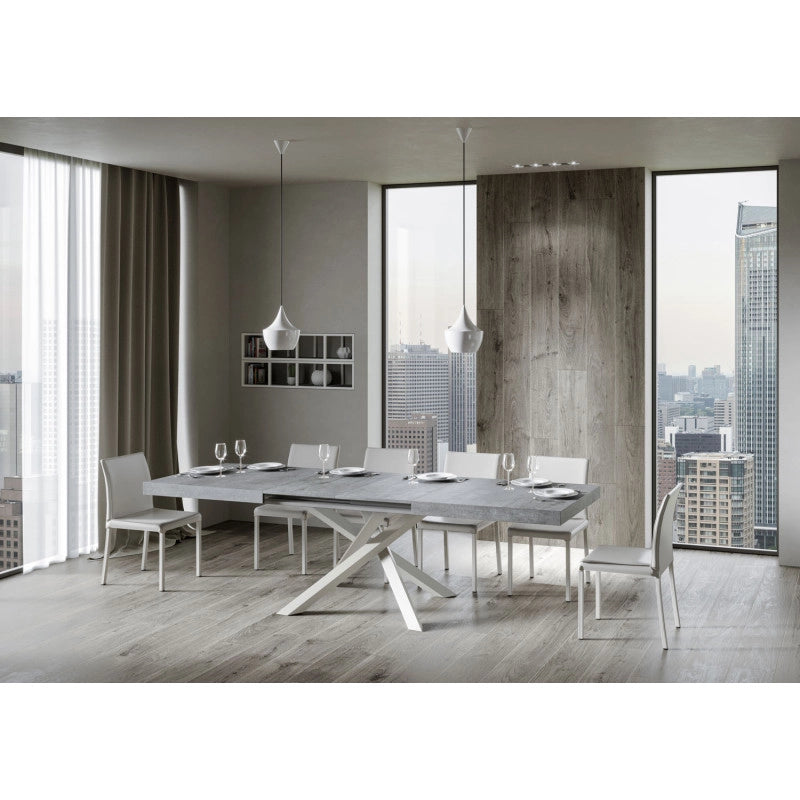 Tavolo allungabile 200/460x90 cm Volantis telaio Bianche - Cemento