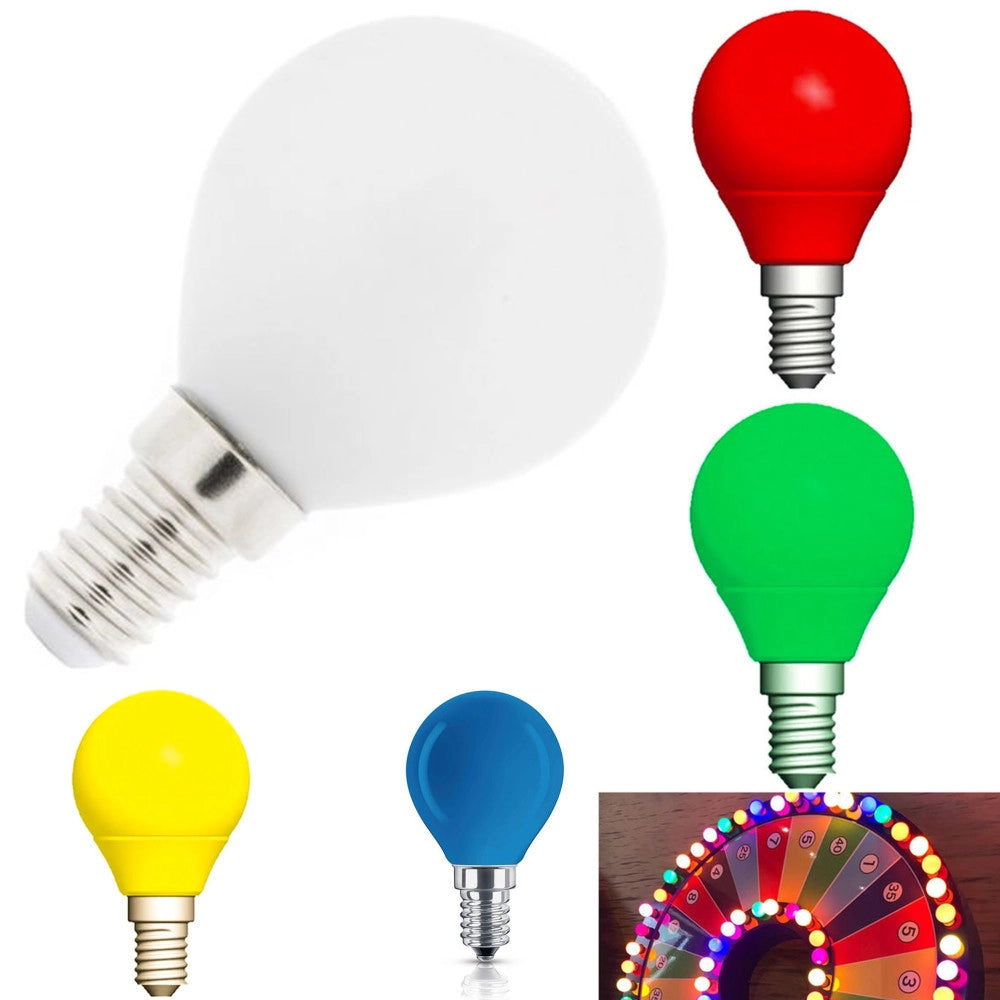 Trade Shop - Lampadina Led E14 Mini Globo 220v Colore Verde Blu Viola Bianco Caldo Freddo 2w - -bianco Freddo      -