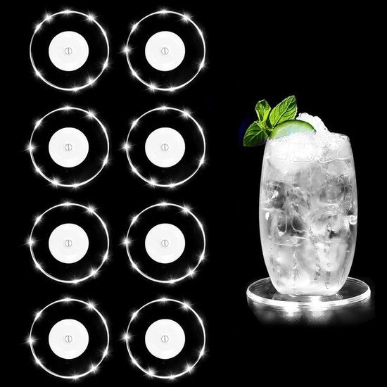Pacco di 8 basi LED, basi LED colorate con 7 livelli di illuminazione, basi per bevande, impermeabili, basi illuminanti per feste, pub, matrimoni e Natale