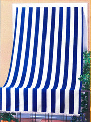 Tenda da Sole per Sormonto 140x300 cm in Poliestere con Anelli Ranieri a Strisce Blu