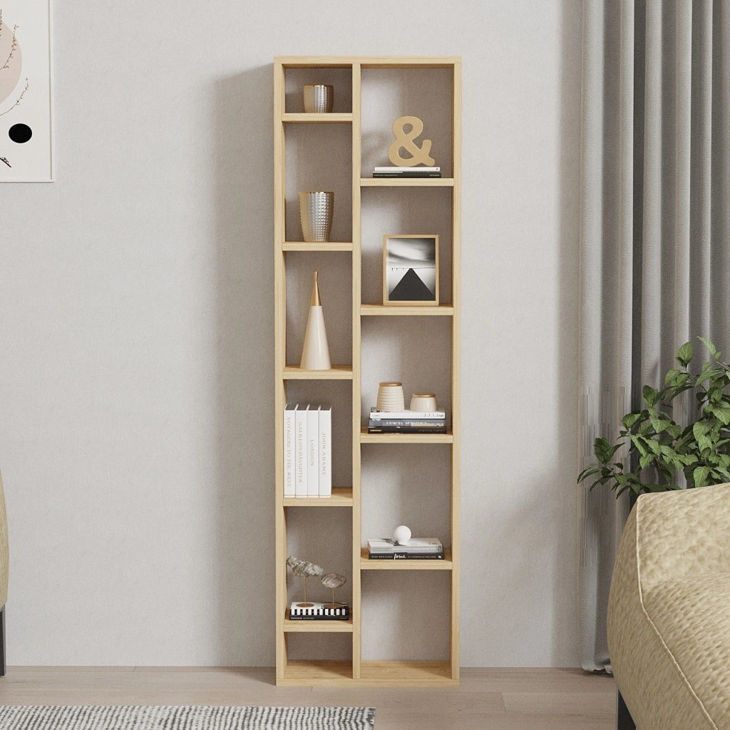 Biblioteca Mortara, Libreria 9 Ripiani, 45x20x150h cm Marrone Rovere