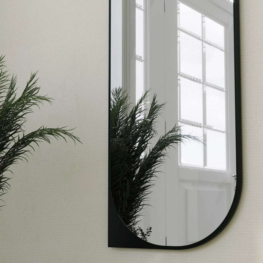 Burgio, Specchio Forma Rettangolare, 52x152h cm Nero