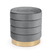 Pouf contenitore cilindrico in velluto 40 cm LUNA Grigio Scuro