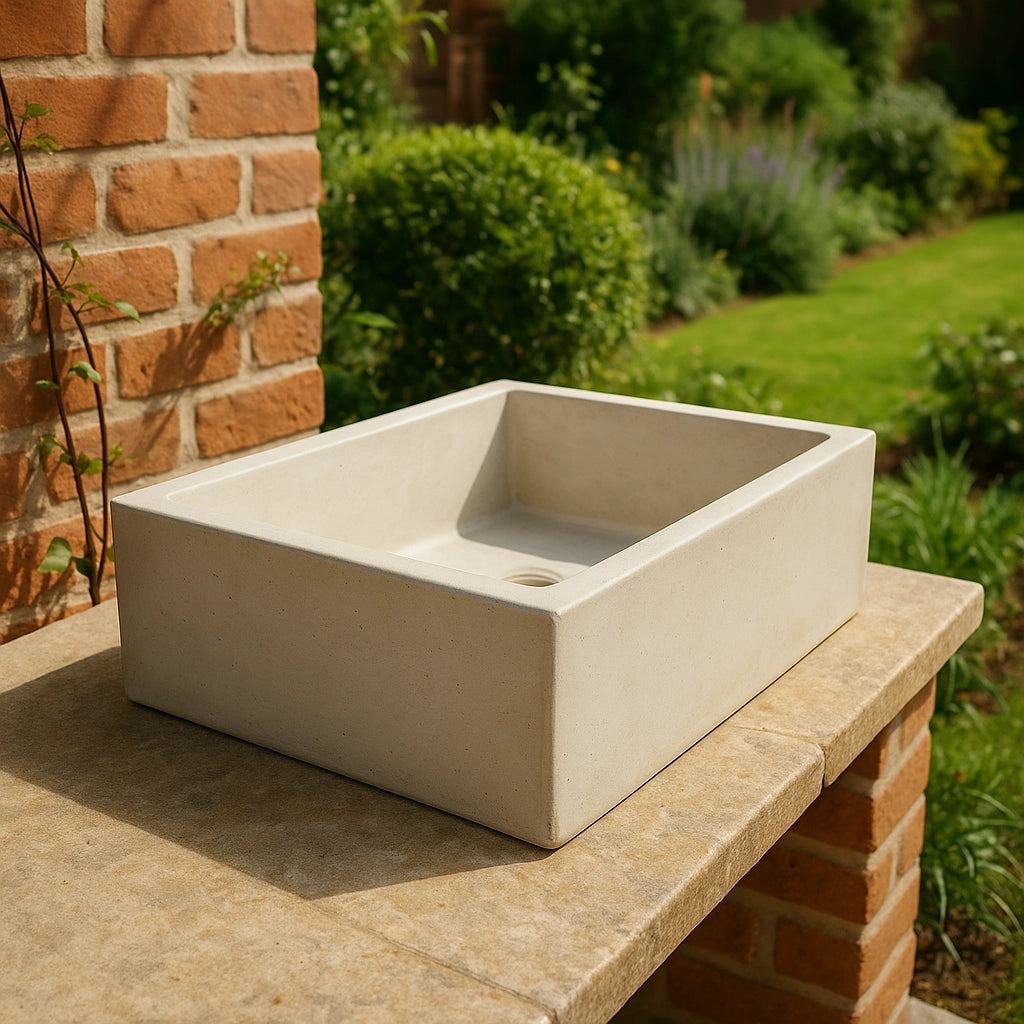 Pilozza lavabo rettangolare cemento calcestruzzo 45 x 35 x h.16 cm serie ostuni