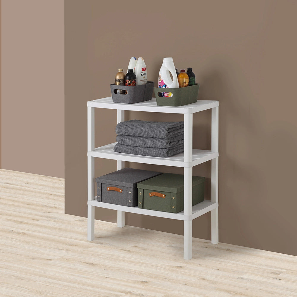 Scaffale bianco con 3 ripiani effetto legno 85cm in kit di montaggio Buzz