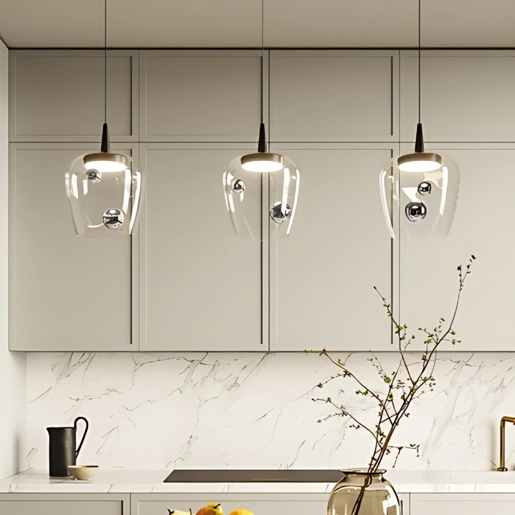 Zafferano Lampada a sospensione Bilia 230V LED 8W in vetro borosilicato soffiato, finitura Nero e Argento, diametro 18 cm, altezza totale 324 cm