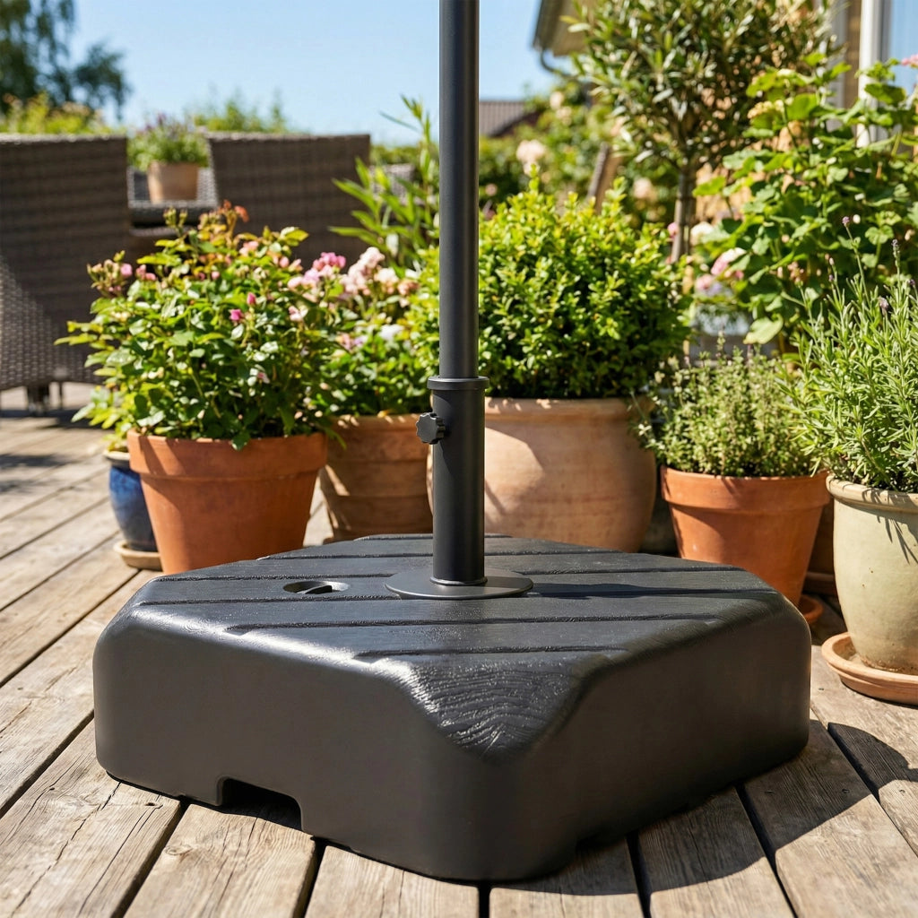 Base per Ombrellone con Ruote e Maniglia Telescopica ¨C zephmum ¨C per Pali ?38/48 mm, Riempi con Sabbia o Acqua, 72 kg/45L