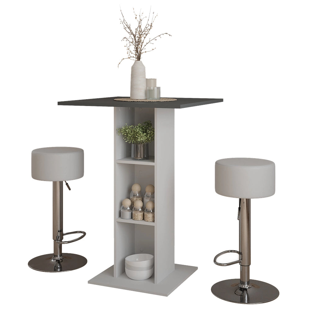 Vicco tavolo bar con sgabelli Bianco/antracite 75 x 75 cm con 2 sgabelli da bar