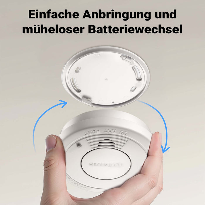 Set 10x Rilevatore di fumo con batteria da 9 V, allarme antincendio con funzione HUSH, sensore antifumo fotoelettrico affidabile con potenza sonora di 85 dB