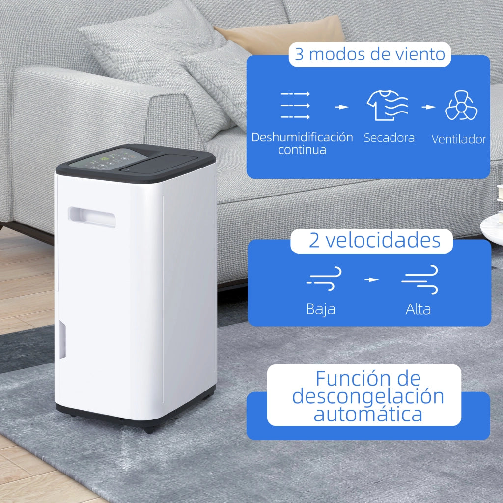 Deumidificatore Elettrico 6 Litri 20L/giorno 3 Modaliit¨¤ 2 Velocit¨¤ Timer ¨C Minimal ¨C 33,5x26x53 cm Bianco