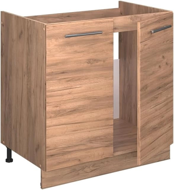 Mobile lavello cucina Fame-Line, Quercia dorata, 80 cm senza piano di lavoro, per la combinazione con altri moduli della serie Fame-Line