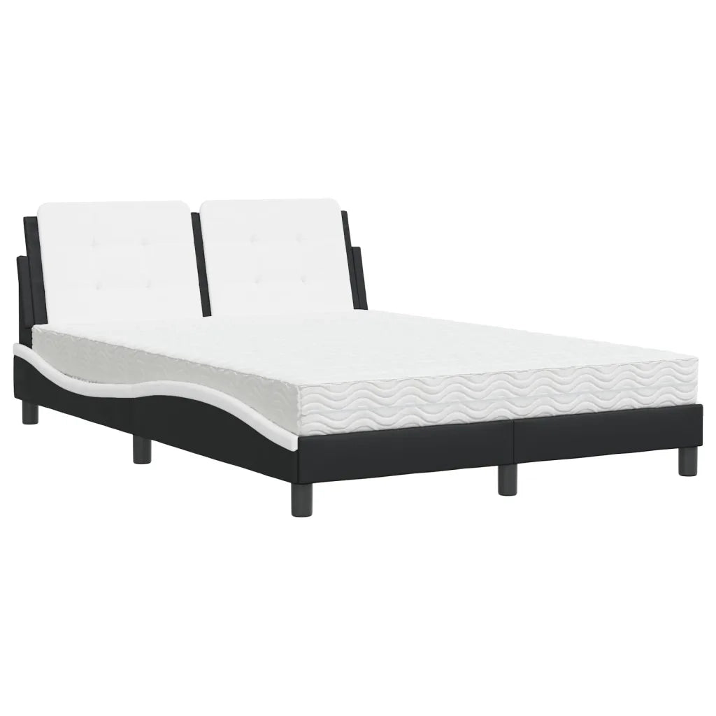 vidaXL Letto con Materasso Nero e Bianco 140x190 cm in Similpelle