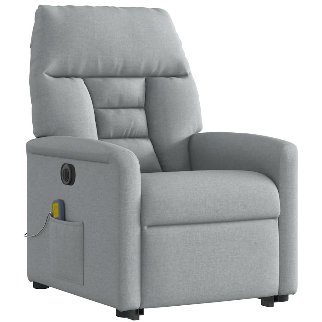 Poltrona Alzapersona Massaggi Elettrica Grigio Chiaro Tessuto
