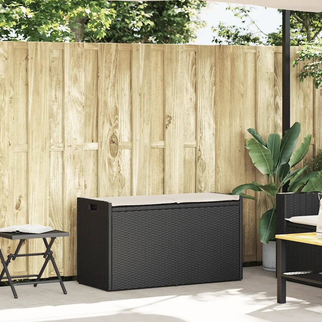 Cassapanca da Esterno con Cuscino Nera 100 cm in Polyrattan 4104060