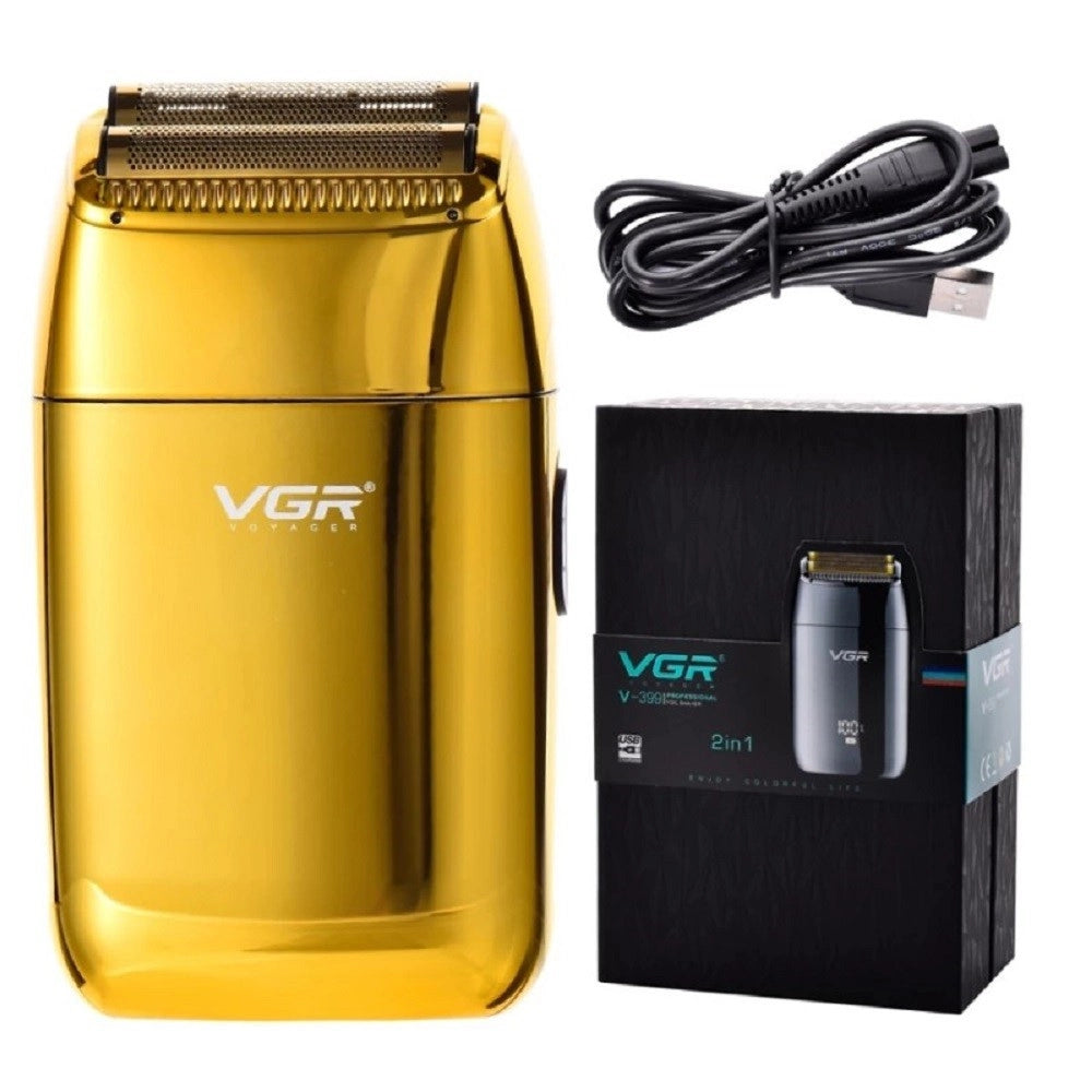 Trade Shop - Rasoio Professionale Foil Shaver Vgr V-399 Doppia Testina Barber Shaver - Oro