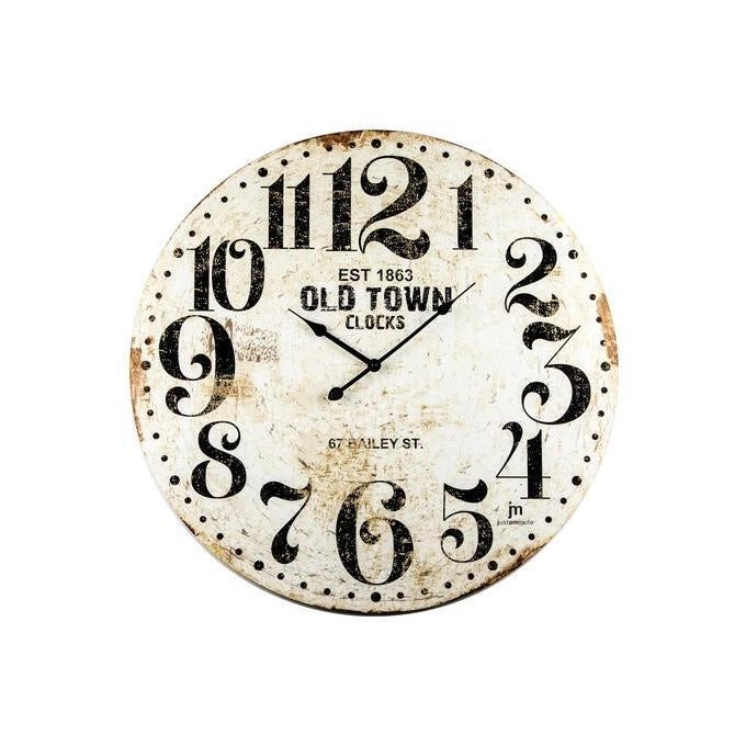LOWELL 21486 Justaminute Orologio da parete Diametro 60 cm Meccanismo al Quarzo colore Bianco anticato