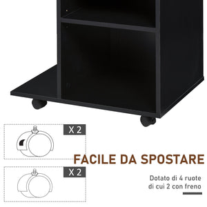 Mobile Porta Stampante 1 Cassetto 2 Ripiani 60x40x68,5 cm in Legno  Nero