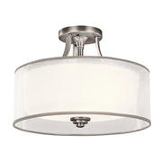 Lampada A Soffitto Contemporanea Lacey Acciaio Peltro Antico Tessuto 3 Luci E27