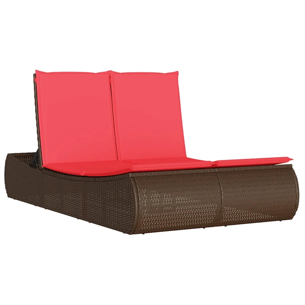 Lettino Prendisole con Cuscini Marrone in Polyrattan 368096