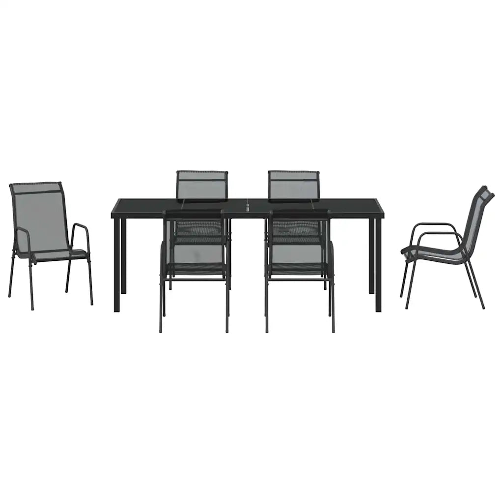 Set da Pranzo per Giardino 7 pcs Nero 3379140