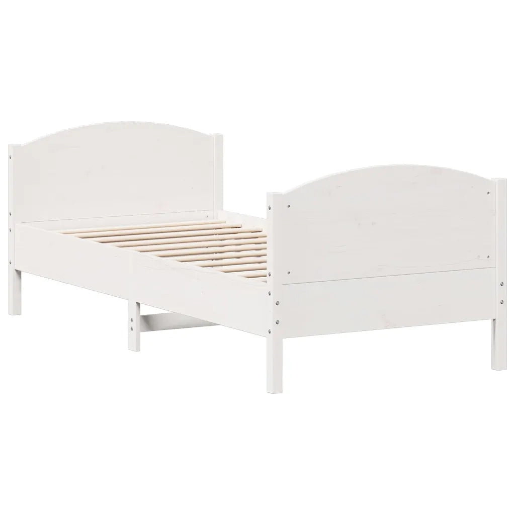 Letto senza Materasso Bianco 90x200 cm Legno Massello di Pino 842567