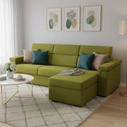 Ganzaria, Divano Letto con Penisola Sfoderabile Made in Italy, 285x160 cm Verde