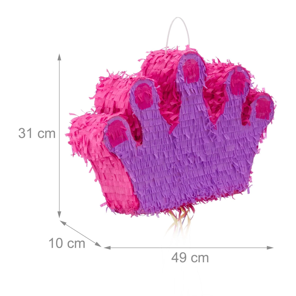Pignatta a corona da appendere 31 x 49 x 10 cm intrattenimento per bambini decorazione festiva in carta rosa 13_0004359