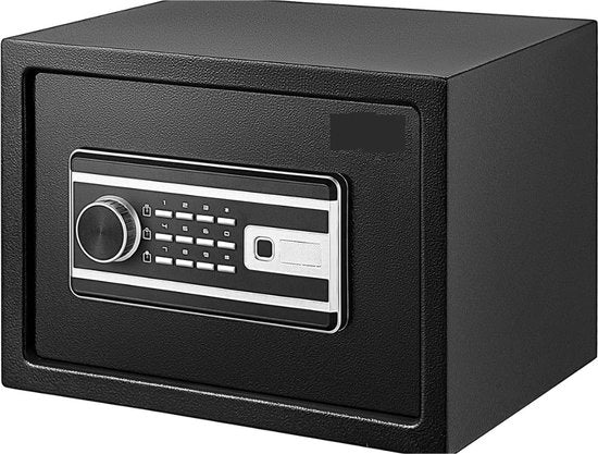 Cassa elettronica a impronta digitale - con chiusura a cilindro elettronico - cassa con chiusura a combinazione - capienza 48L - inclusa chiave di emergenza - costruzione robusta - dimensioni 35x30x40cm - colore nero
