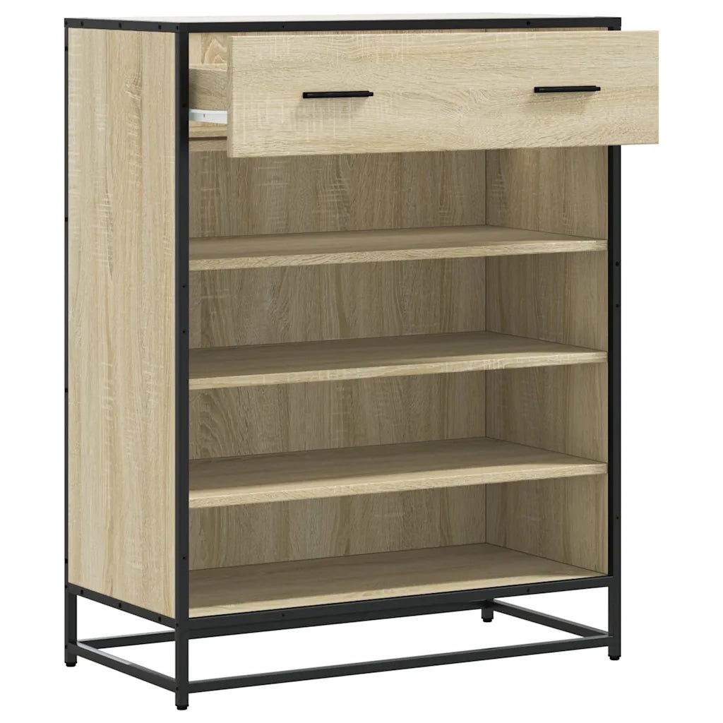 Scarpiera Rovere Sonoma 75x38x97,5 cm Legno Multistrato Metallo