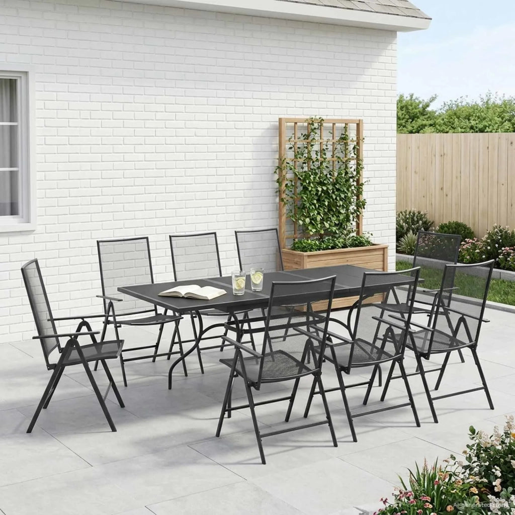 Set da Pranzo per Giardino 9 pcs Antracite 212 x 90 x 76 cm