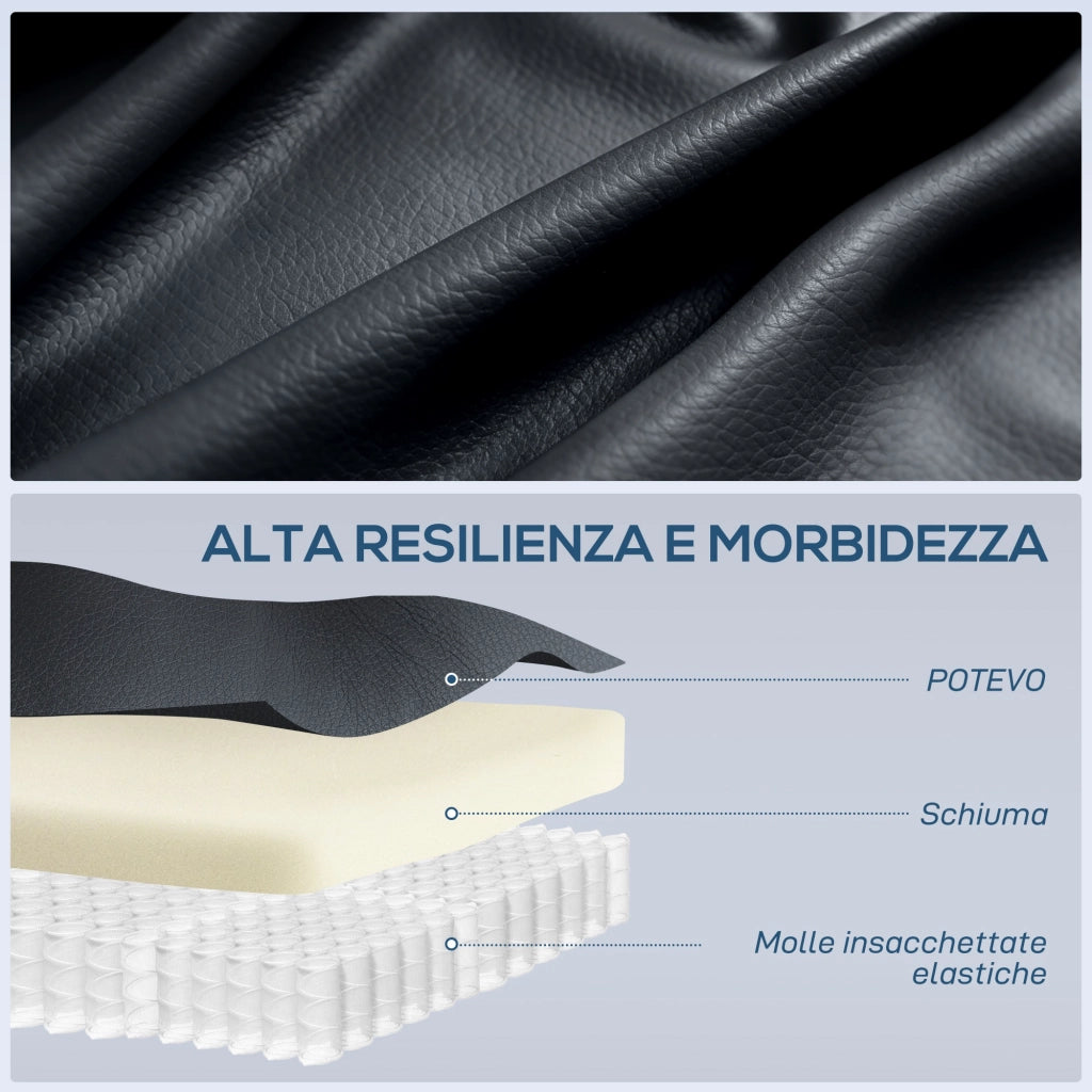 Poltrona Relax Reclinabile 87x97X100 cm con 8 Punti Massaggianti Riscaldanti e Poggiapiedi Nero