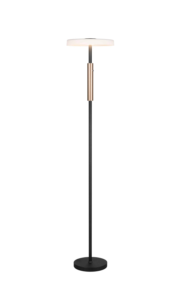 Piantana LED, metallo/vetro/legno, nero/naturale/fumé, H 130 cm, Celeste