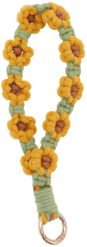 Sostegno per chiavi stile bohemien - Sostegno per chiavi a macramé - Sostegno per chiavi fiorato - Chiusura a gancio duratura - Filo di cotone - Design artigianale a mano - Anello per chiavi