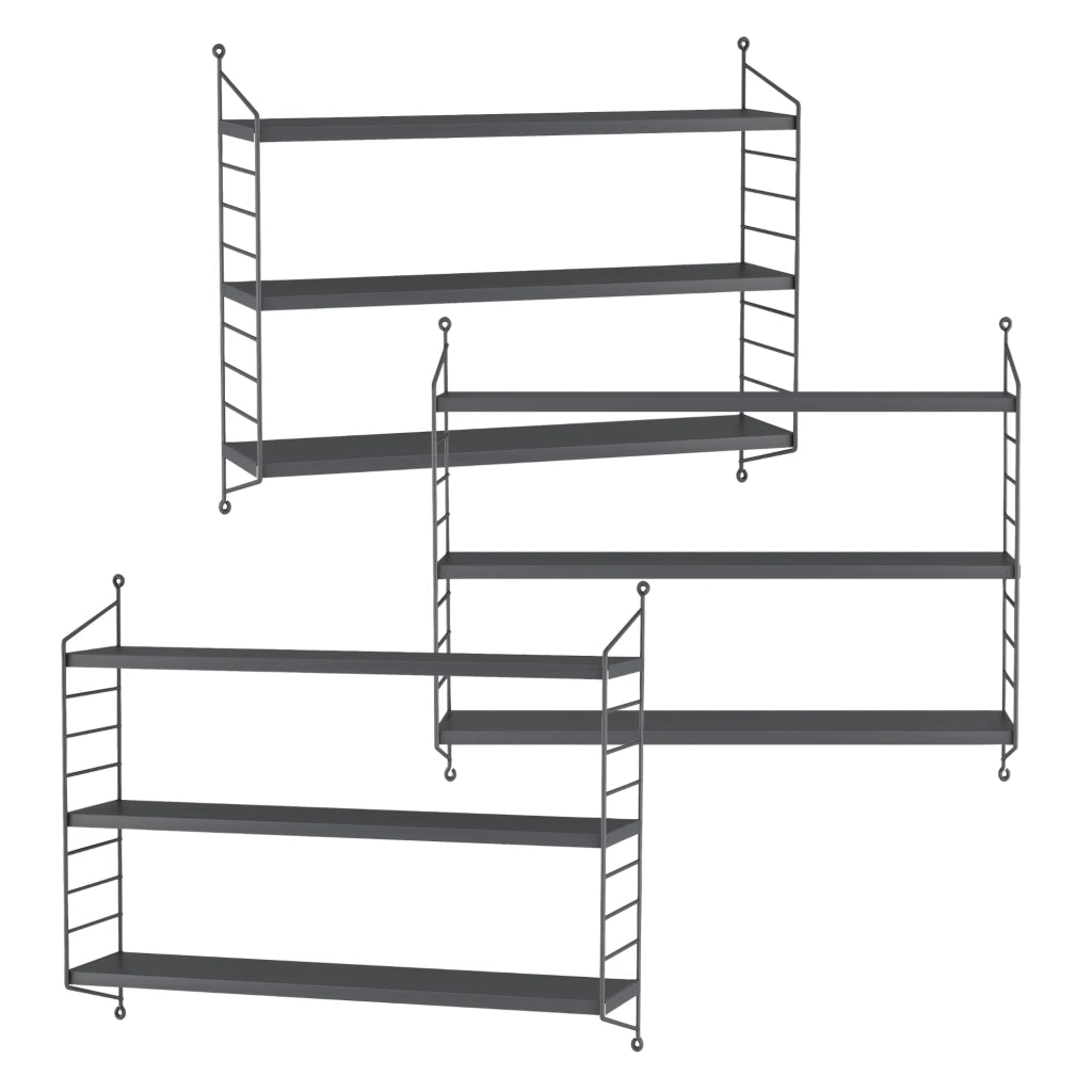 Set di 3 mensole da parete moderno mobile contenitore acciaio 50 x 60 x 15 cm grigio scuro 03_0009787