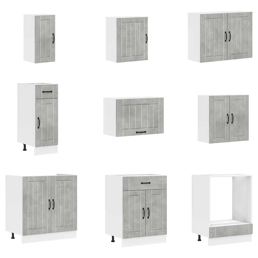 Set Mobili da Cucina 14 pz Lucca Grigio Cemento in Truciolato 3314985