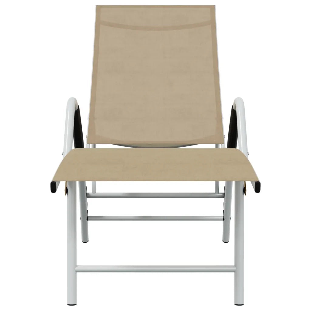 Lettino Prendisole in Textilene e Alluminio Crema 310522