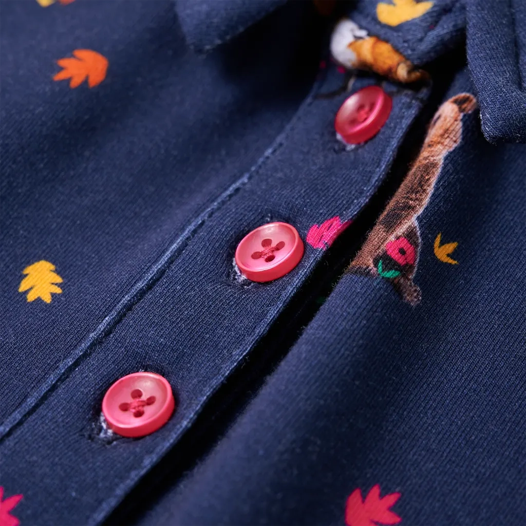 Abito Bambina Maniche Lunghe e Coulisse Blu Marino 116 13961