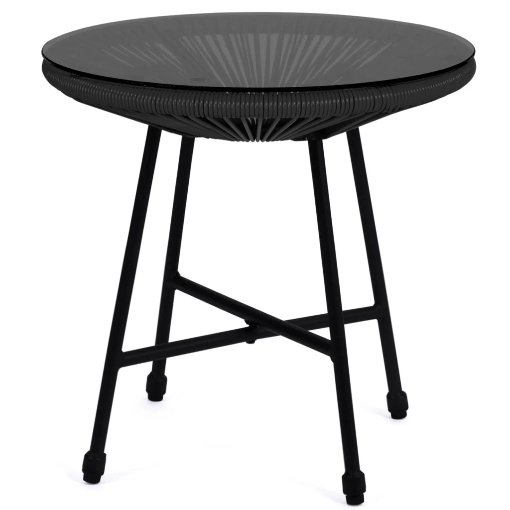 IDMarket - Set di mobili da giardino IZMIR tavolo e 2 poltrone uovo in corda nera