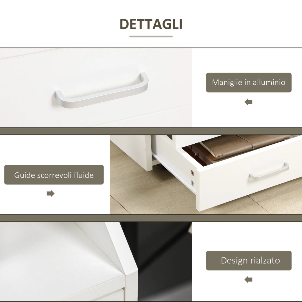 Cassettiera da Ufficio in Legno con 4 Cassetti ¨C Zephmum ¨C Bianco 40x36x65cm