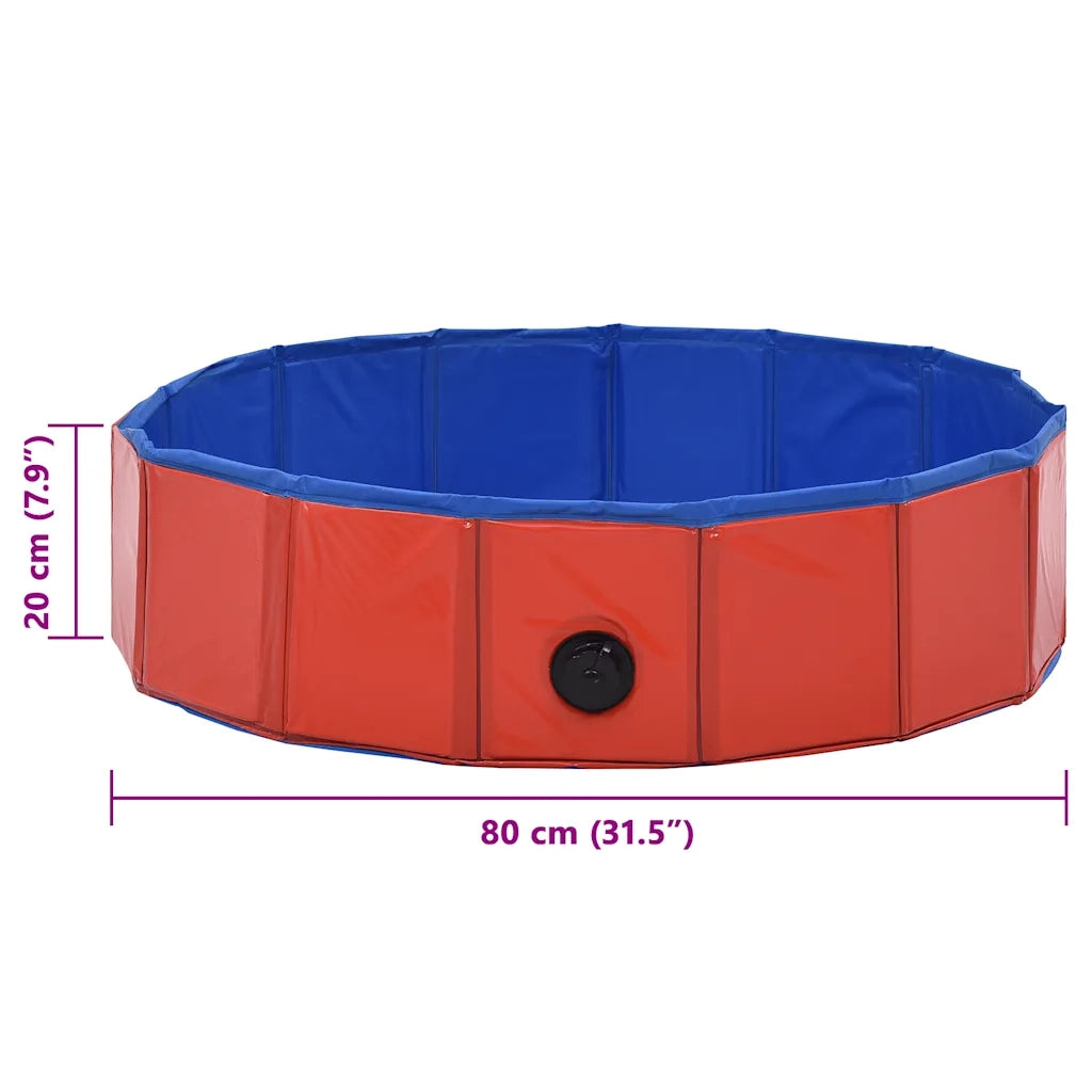 Piscina per Cani Pieghevole Rossa 80x20 cm in PVC 170822