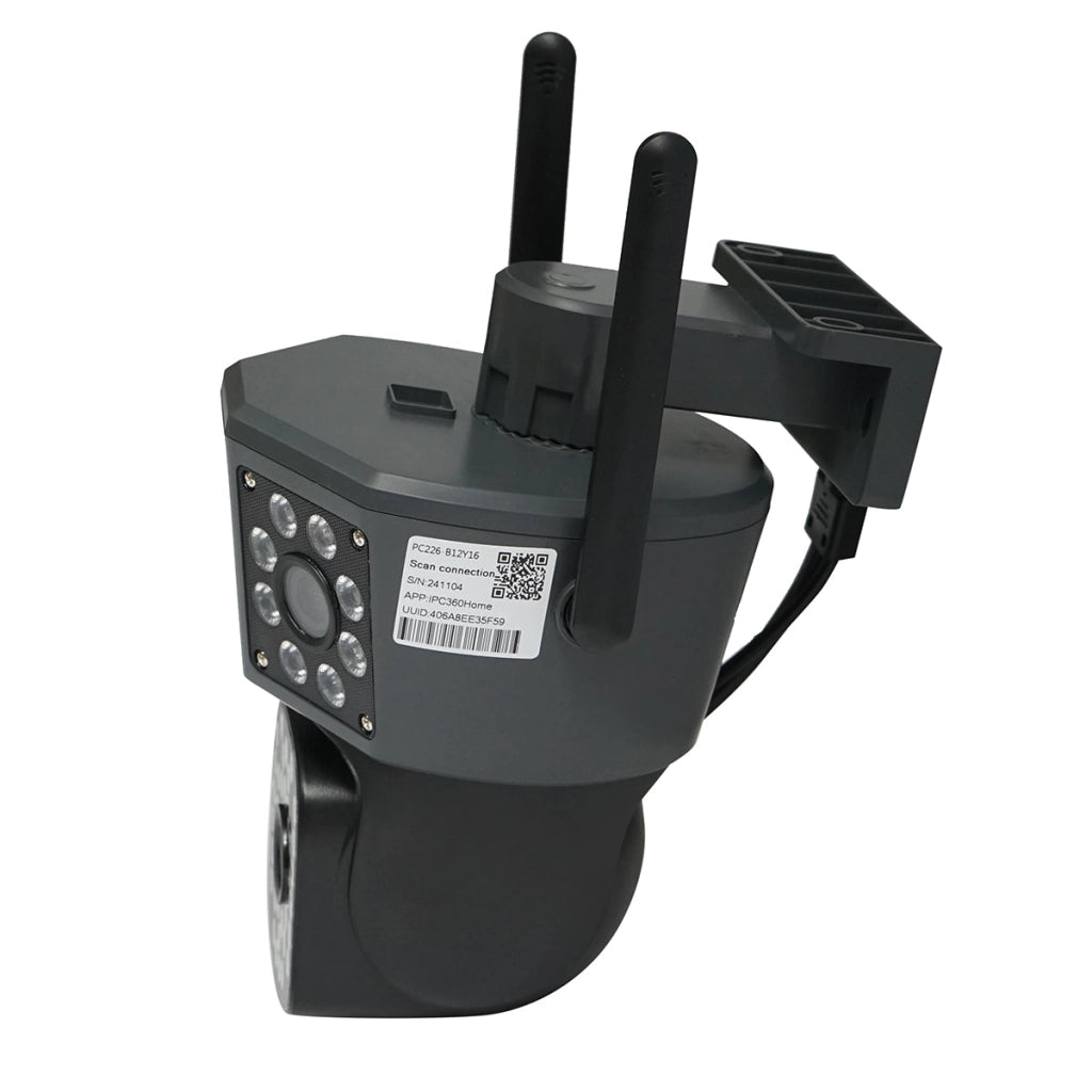 Telecamera di sorveglianza con 3 lenti, 3 obiettivi da 6 MP, WIFI 2.4GHz, rotazione a 360 gradi PTZ con sensore di movimento, allarme, rilevamento umano e applicazione IPC360 Home