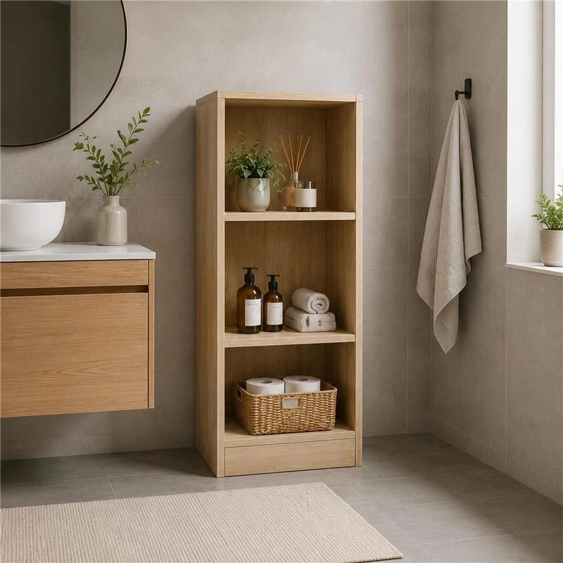 LIBRERIA IN LEGNO CON 3 RIPIANI COLORE ROVERE DIMENSIONI 60X24X120 CM