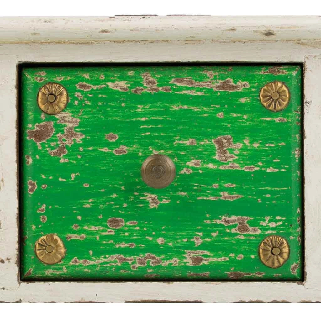 Portagioie in legno con dettagli in metallo bianco 36x15x10h cm