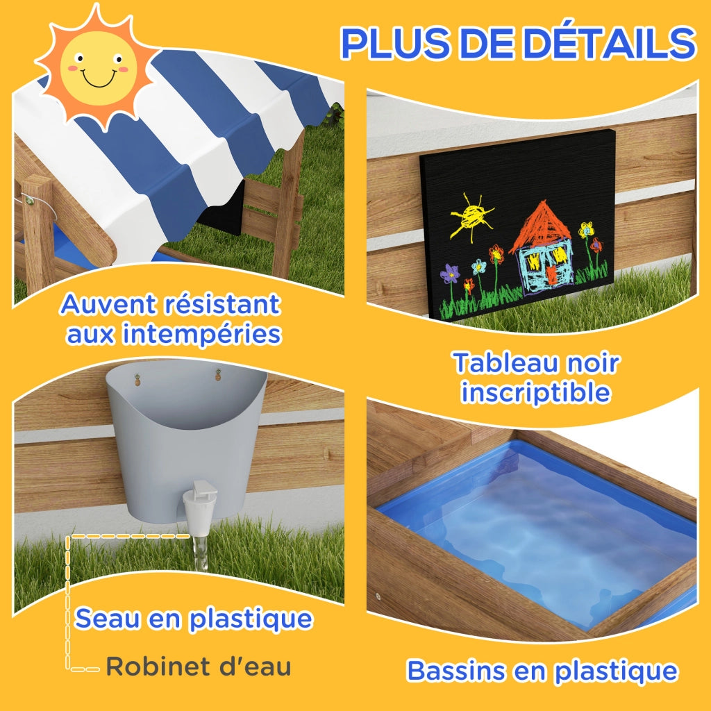 Casetta da gioco con sabbiera e lavandino per bambini ¨C zephmum ¨C 124x116x146 cm nero