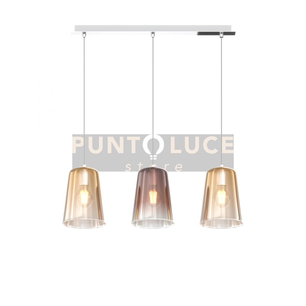 SOSPENSIONE CROMO RETTANGOLARE 3 LUCI (2 AM + 1 RA) 1164CR-S3 R-AR
