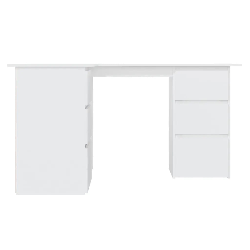 Scrivania | Tavolo da Ufficio ad Angolo Bianca 145x100x76 cm in Legno Multistrato